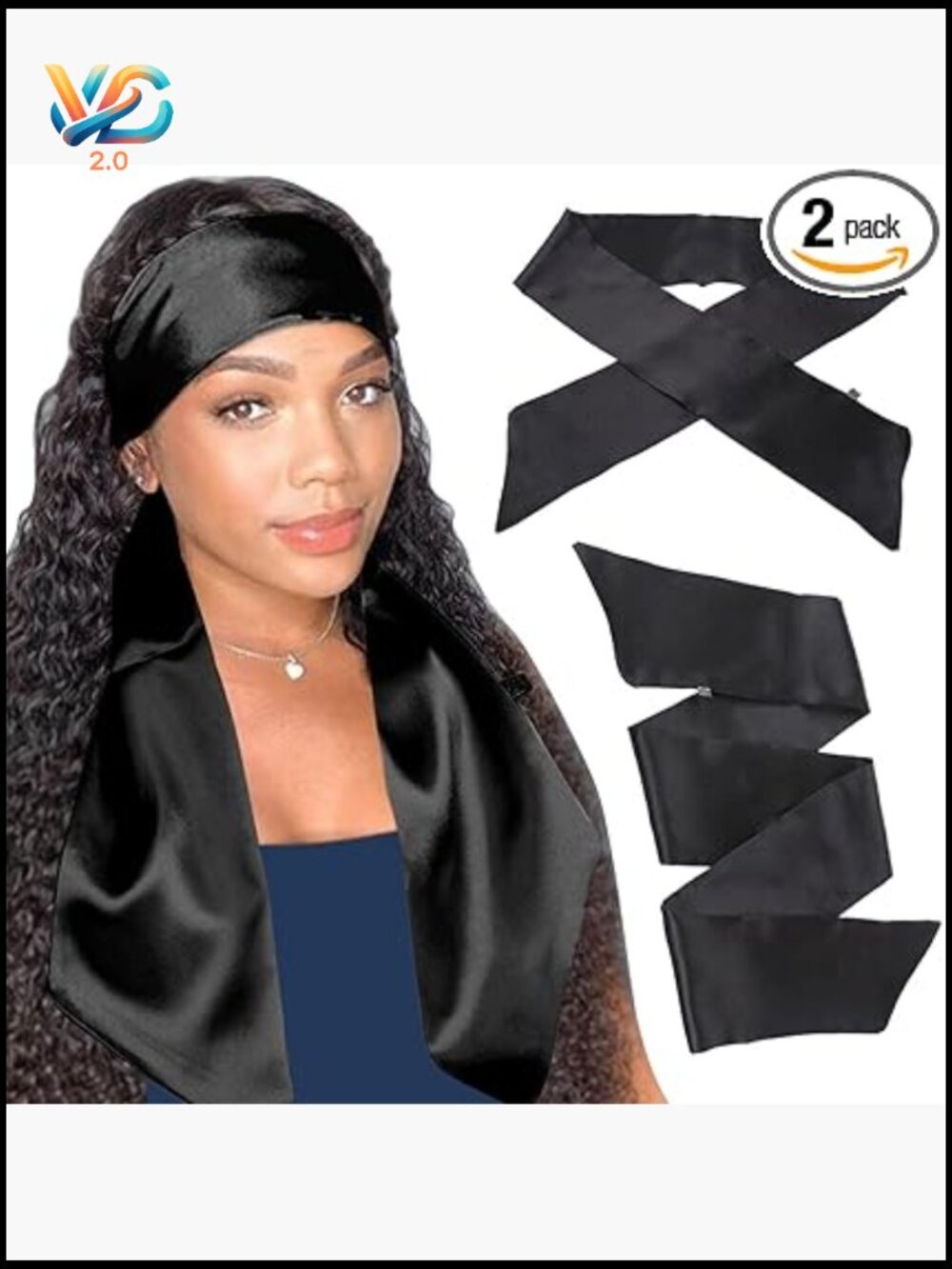 Satin Edge Scarf for Wigs Non Slip Hair Wrap Grip Band Length 58 Inch